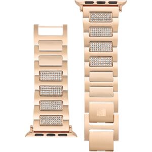 Anne Klein Women's Rose Gold-Tone Alloy and Crystal Center Link Bracelet Compatible with 42/44/45/Ultra/Ultra 2 Apple Watch - Rose Gold-Tone