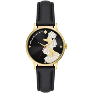 kate spade new york Women's Metro Quartz Three Hand Black Leather Watch 34mm - Black