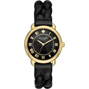 kate spade new york Women's Lily Avenue Three Hand Black Leather Watch 34mm - Black