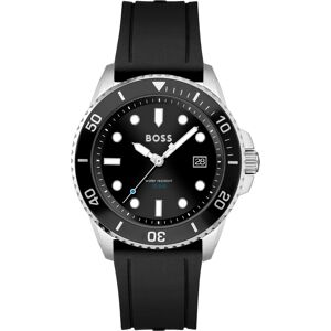 Boss Ace Men's Black Silicone Strap Watch 43mm - Silver