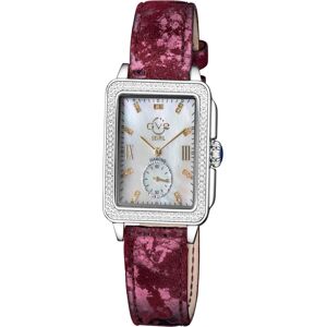 Gevril Women's Bari Tortoise Swiss Quartz Italian Red Leather Strap Watch 34mm - Silver-Tone