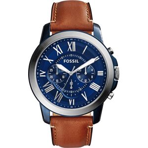 Fossil Men's Chronograph Grant Light Brown Leather Strap Watch 44mm - Light Brown/Blue