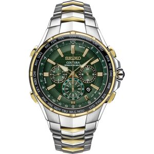 Seiko Men's Chronograph Solar Coutura Radio Sync Two-Tone Stainless Steel Bracelet Watch 45mm - Green