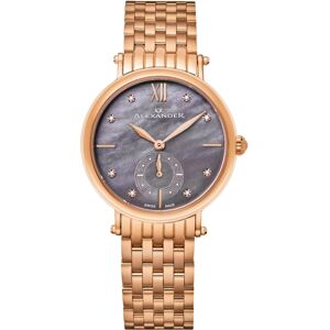 Alexander Women's Roxana Rose-Gold Stainless Steel , Purple Dial , 34mm Round Watch - Pink purple