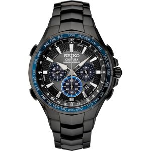 Seiko Men's Radio Sync Solar Chronograph Coutura Black Stainless Steel Bracelet Watch 44.5mm