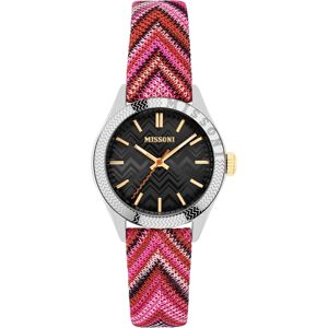 Missoni Women's Swiss Classic Red Multicolor Zigzag Fabric Strap Watch 34mm - Stainless Steel