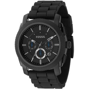 Fossil Men's Chronograph Machine Black Silicone Strap Watch 45mm - Black