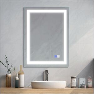 Simplie Fun 24×32 Bathroom Mirror with Dimmable Led Light Makeup Mirror Anti-fog - Silver