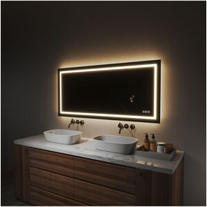 Toolkiss Rectangular Frameless Vanity Mirror with Backlit and Front Light - Silver