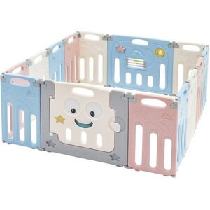 Costway 14-Panel Foldable Baby Playpen Kids Activity Centre Lock Door -Panel Foldable Ba