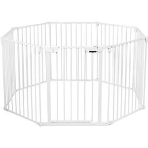 Costway 8 Panel Baby Safe Metal Gate Play Yard - Panel White Baby Safe Me