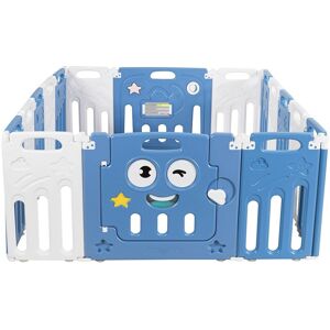 Slickblue 16-Panel Foldable Baby Playpen Kids Activity Centre-Blue - Blue