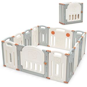 Costway 14 Panel Foldable Baby Playpen Kids Activity Center - Grey