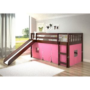 Donco Kids Twin Mission Tent Loft Bed with Slide - Dark Brown