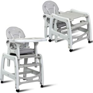 Slickblue 3-in-1 Baby High Chair with Lockable Universal Wheels - Grey