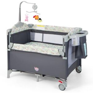 Slickblue 5-in-1 Portable Baby Beside Sleeper Bassinet Crib Playard with Diaper Changer - Grey