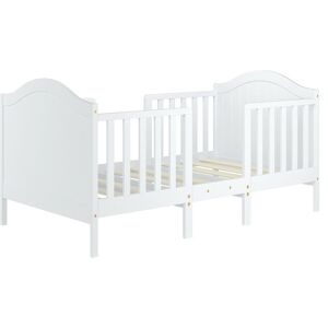 Slickblue 2-in-1 Classic Convertible Wooden Toddler Bed with 2 Side Guardrails for Extra Safety - White