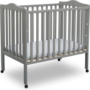 Delta Children Folding Portable Mini Baby Crib with Mattress - Grey