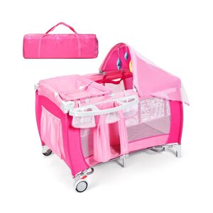 Costway Foldable Baby Crib Playpen Travel Infant Bassinet Bed - Pink
