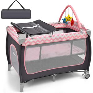 Costway 3 in 1 Baby Playard Portable Infant Nursery Center - Pink