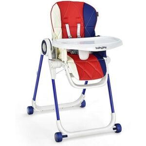 Slickblue Baby High Chair Foldable Feeding Chair with 4 Lockable Wheels - Red