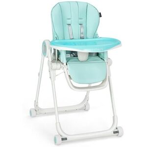 Slickblue Baby High Chair Foldable Feeding Chair with 4 Lockable Wheels - Green