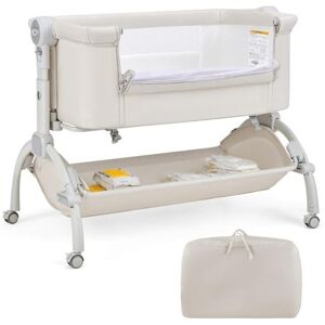 Slickblue 3-in-1 Baby Bassinet with Double-Lock Design and Adjustable Heights - Beige