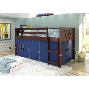 Donco Kids Twin Circles Low Loft Bed with Tent - Dark Brown