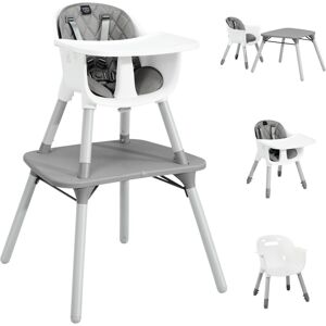 Slickblue 4-in-1 Baby Convertible Toddler Table Chair Set with Pu Cushion - Grey