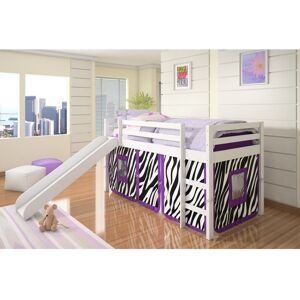 Donco Kids Twin Zebra Tent Loft Bed with Slide - White