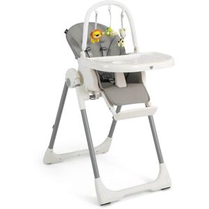 Slickblue 4-in-1 Foldable Baby High Chair with 7 Adjustable Heights and Free Toys Bar - Grey