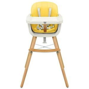 Slickblue Wooden Baby 3 in 1 Convertible High chair with Cushion - Yellow