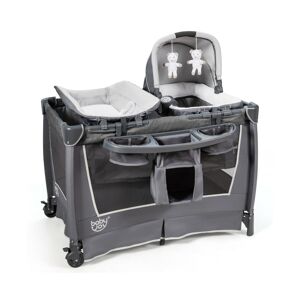 Slickblue 4-in-1 Convertible Portable Baby Play yard with Toys and Music Player - Grey