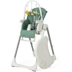 Slickblue 4-in-1 Foldable Baby High Chair with 7 Adjustable Heights and Free Toys Bar - Green