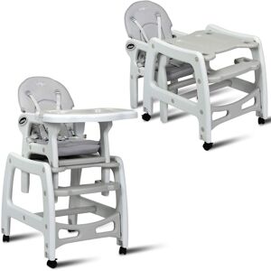 Gouun 3-in-1 Baby High Chair with Lockable Universal Wheels - Grey