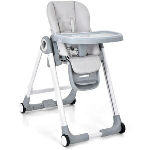 Slickblue Baby Folding Convertible High Chair with Wheels and Adjustable Height - Grey