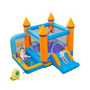 Costway 5-in-1 Inflatable Bounce Castle Kids Jumping Bouncer with Ocean Balls & 735W Blower - Blue