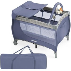 Slickblue Foldable Safety Baby Playard for Toddler Infant with Changing Station - Grey