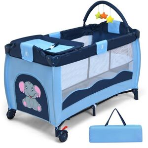 Slickblue Portable Baby Crib Playpen Playard Pack Travel Infant Bassinet Bed - Blue