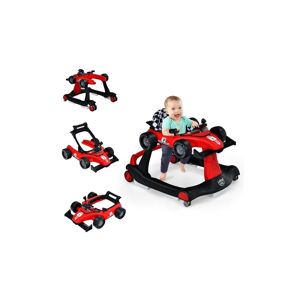 Slickblue 4-in-1 Foldable Activity Push Walker with Adjustable Height - Red