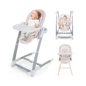 Costway 3-in-1 Baby Swing & High Chair with 8 Adjustable Heights & Music Box - Pink