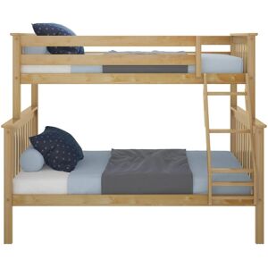 Slickblue Twin over Full Size Solid Wood Bunk Bed with Safety Rails and Ladder - Natural