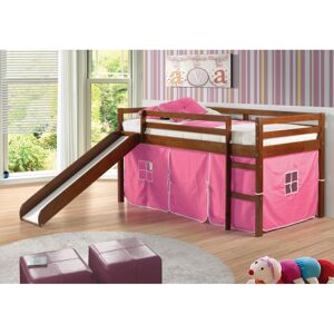 Donco Kids Twin Tent Loft Bed with Slide - Honey Brow