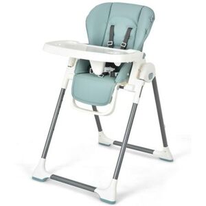 Slickblue Foldable Baby High Chair with Double Removable Trays and Book Holder - Green