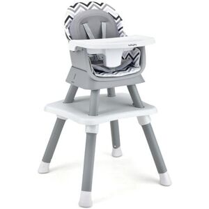 Slickblue 6-in-1 Convertible Baby High Chair With Adjustable Removable Tray - Grey white