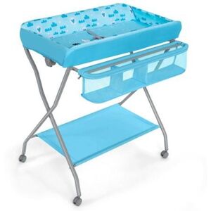 Slickblue Baby Changing Table with Safety Belt and 4-side Defense - Blue