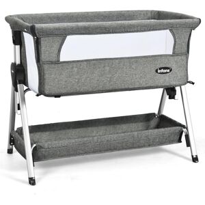 Slickblue Adjustable Baby Bedside Crib with Large Storage - Dark grey