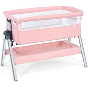 Slickblue Portable Baby Bedside Sleeper with Adjustable Heights and Angle - Pink