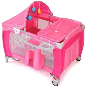 Slickblue Foldable Baby Crib Playpen with Mosquito Net and Bag - Pink