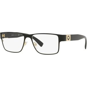Versace VE1274 Men's Rectangle Eyeglasses - Matte Black, Gold-Tone